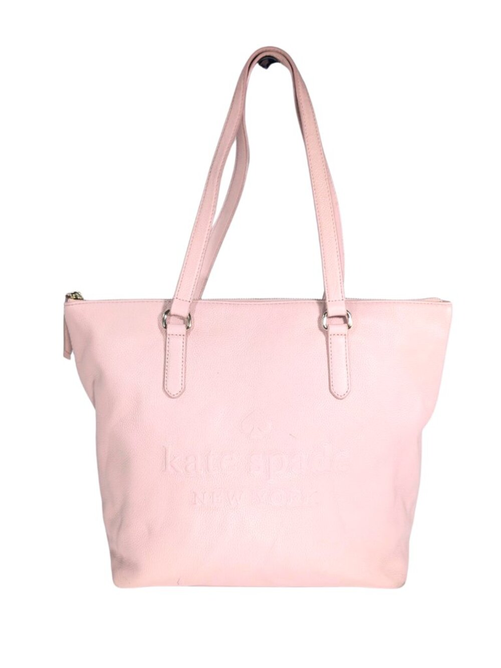 Kate Spade Pink Leather Larchmont Avenue Large Embossed Zip Tote READ